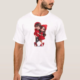 キュートなロマンチックカップルTシャツ - バレンタインラブ Tシャツ