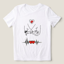 キュートなロマンチックバレンタインハートビートライングラフィック トライブレンドTシャツ