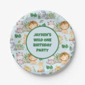キュートなワイルドワン熱帯性ジャングルサファリ動物 ペーパープレート (正面)