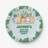 キュートなワイルドワン トロピカルジャングル サファリ 動物 ペーパープレート (正面)