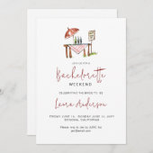 キュートなワインのテイスティングバチェロレッテ週末 招待状 (正面/裏面)