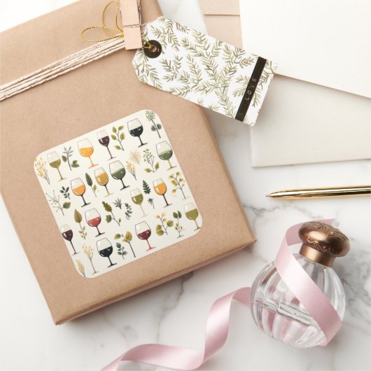 キュートなワインカップシール スクエアシール (ギフト)