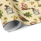 キュートなヴィンテージクリスマスエレメンツラッピング紙 ラッピングペーパー (ロールコーナー)