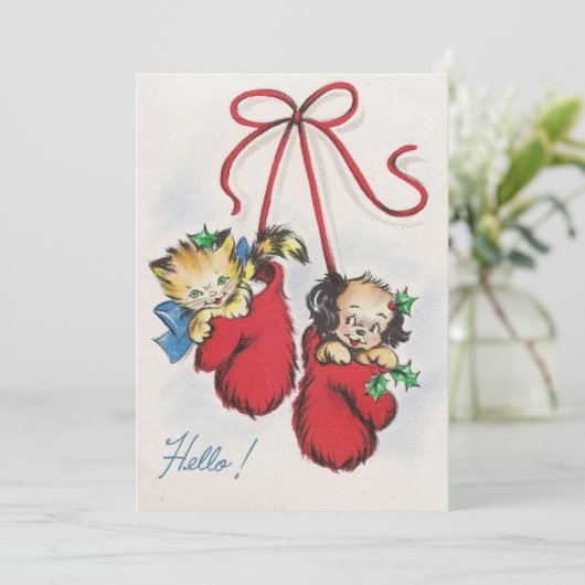 キュートなヴィンテージクリスマスキットインボクシング手袋 シーズンカード (スタンド正面)