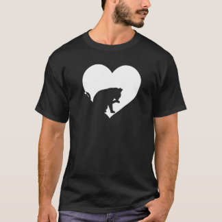 キュートなヴィンテージ風 黒猫と白ハート ねこ好きさんに Tシャツ