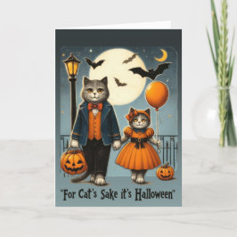 キュートなヴィンテージ・キャットのお菓子もらいハロウィン シーズンカード