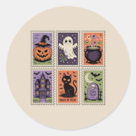 キュートなヴィンテージ ハロウィンステッカーセット - かわいいおばけ ラウンドシール