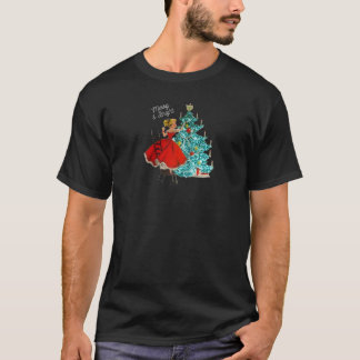 キュートなヴィンテージ メリー アンド ブライト ガール クリスマスツリーを飾る Tシャツ