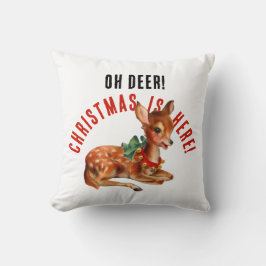 キュートなヴィンテージ 赤と白のクリスマストナカイ クッション