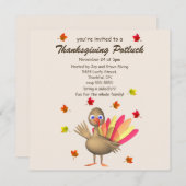 キュートな七面鳥の感謝祭 招待状 (正面/裏面)