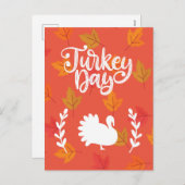 キュートな七面鳥の日カラフル形葉2秋 シーズンポストカード (正面/裏面)