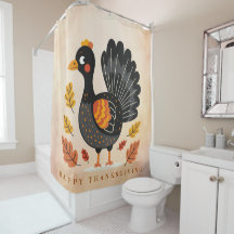 キュートな七面鳥ハッピー感謝祭シャワーカーテン