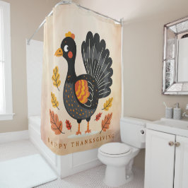 キュートな七面鳥ハッピー感謝祭シャワーカーテン シャワーカーテン