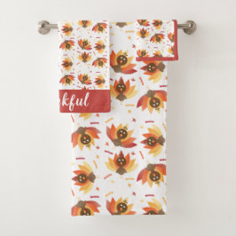 キュートな七面鳥パターン感謝カラフル バスタオルセット