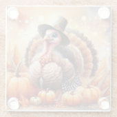 キュートな七面鳥ピルムハットカボキンズコーンサンクスギビング ガラスコースター (裏面)