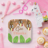 キュートな七面鳥感謝祭ディナーパーティー ペーパープレート (パーティー)