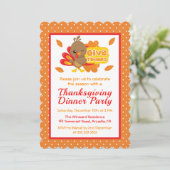 キュートな七面鳥感謝祭ディナーパーティー 招待状 (スタンド正面)