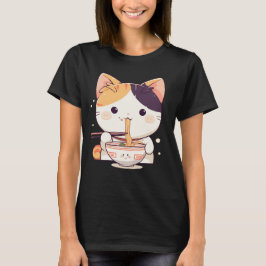 キュートな三毛猫ラーメン Tシャツ