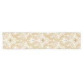 キュートな中性金ゴールドベージュイカットの部族のパターン ショートテーブルランナー (横)