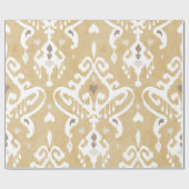 キュートな中性金ゴールドベージュイカットの部族のパターン ラッピングペーパー (フラット)