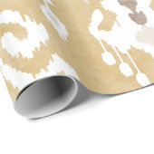 キュートな中性金ゴールドベージュイカットの部族のパターン ラッピングペーパー (ロールコーナー)