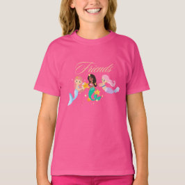 キュートな人魚の友達のキッズTシャツ | 海のマーメイド Tシャツ