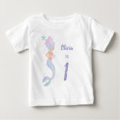 キュートな人魚の誕生日記念Tシャツ 1歳 ベビーTシャツ (正面)