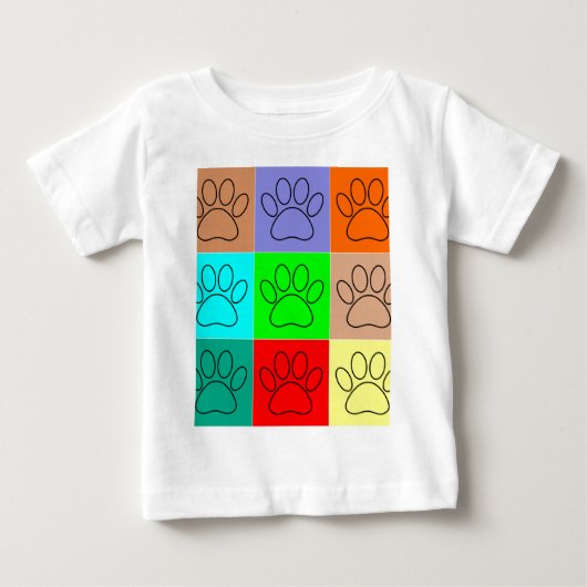 キュートな仔犬の肉球スクエア ベビーTシャツ (正面)