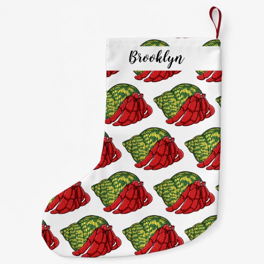 キュートな仙人カニ漫画イラストレーション スモールクリスマスストッキング (裏面)