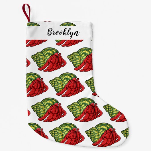 キュートな仙人カニ漫画イラストレーション スモールクリスマスストッキング (正面)