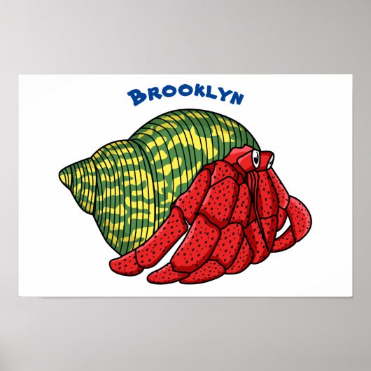 キュートな仙人カニ漫画イラストレーション ポスター (正面)