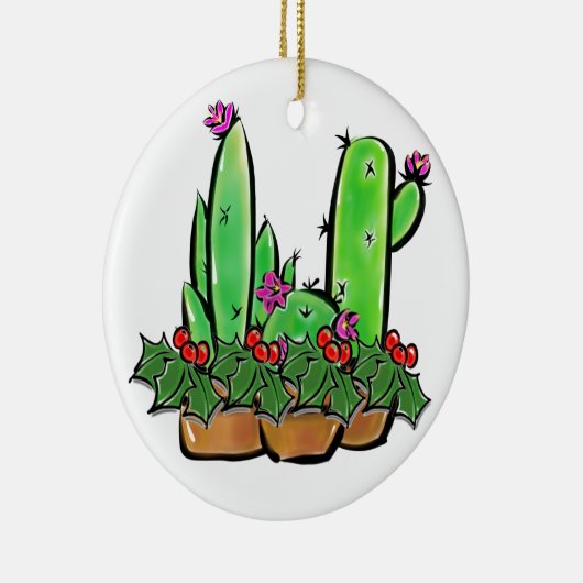 キュートな休日クリスマスサボテン多肉植物 セラミックオーナメント (右)