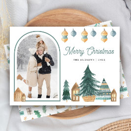 キュートな伝統的な北欧アーチ写真のクリスマス シーズンカード