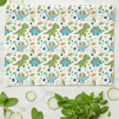 キュートな先史時代のジュラ紀の恐竜パターン キッチンタオル (折り畳み)