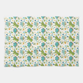 キュートな先史時代のジュラ紀の恐竜パターン キッチンタオル (横)