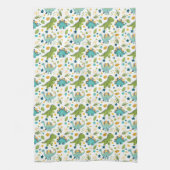 キュートな先史時代のジュラ紀の恐竜パターン キッチンタオル (縦)