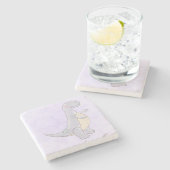 キュートな先史時代の恐竜のおもちゃ水彩画 ストーンコースター (横)