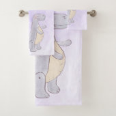 キュートな先史時代の恐竜のおもちゃ水彩画 バスタオルセット (インサイチュ)