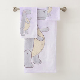 キュートな先史時代の恐竜のおもちゃ水彩画 バスタオルセット