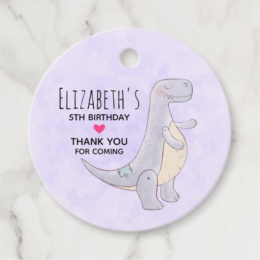 キュートな先史時代の恐竜のおもちゃ水彩画 フェイバータグ (正面)