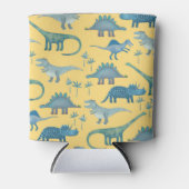 キュートな先史時代の恐竜のパターン黄色 缶クーラー (正面)