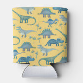 キュートな先史時代の恐竜のパターン黄色 缶クーラー (裏面)