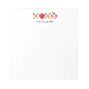 キュートな先生への感謝 XOXO カラフル ノートパッド