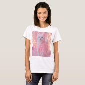 キュートな光るトナカイ猫ちゃんのウィンターファンタジー Tシャツ (正面フル)