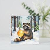 キュートな冬のアライグマとゴールドのオーナメント クリスマス (スタンド正面)