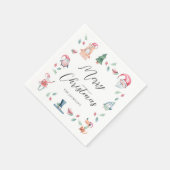 キュートな冬のクリスマスパーソナライズされた スタンダードカクテルナプキン (角)