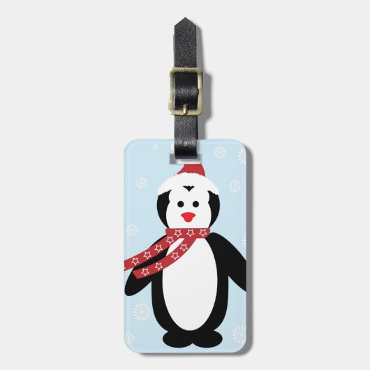 キュートな冬のクリスマスペンギン ラゲッジタグ (正面縦)