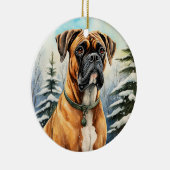 キュートな冬のクリスマスボクサー セラミックオーナメント (右)