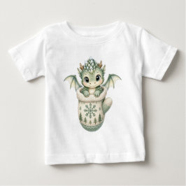 キュートな冬のベビードラゴンミトン水彩画 ベビーTシャツ
