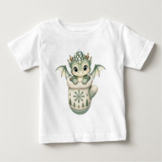 キュートな冬のベビードラゴンミトン水彩画 ベビーTシャツ